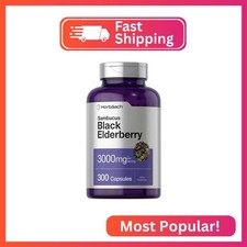 Horb ach Black Elderberry  300 Capsules  Non-GMO, Gluten Free  Sambucus Suppl