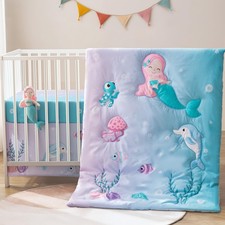 Crib Bedding Set for Baby Boys Girls, 4 Piece Oeko-TEX Certified Nursery Bedd...