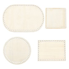 1bag 4pcs 4 style Wooden Basket Bottom heting Rectangle Oval Flat Round