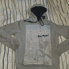 Disneyland Paris Eiffel Tower Mickey Pullover Hoodie Gray Small Vintage Soft