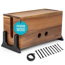 Extra Large Cable Management Box, Wood Cord Hider Box  Organizer for Power S...