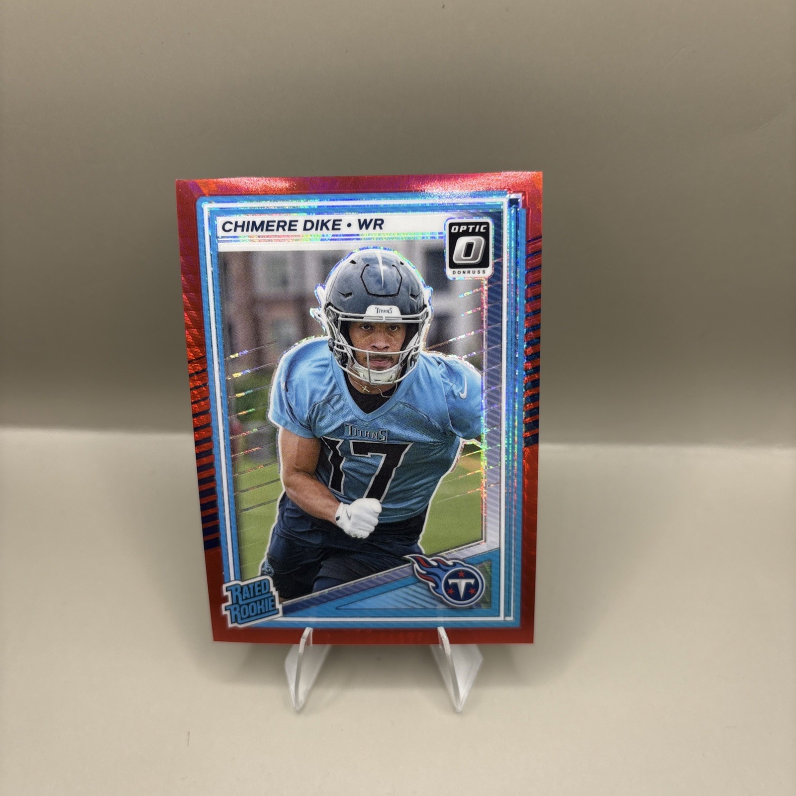 2025 Panini Donruss Optic Chimere Dike RC Red Hyper #269 Titans