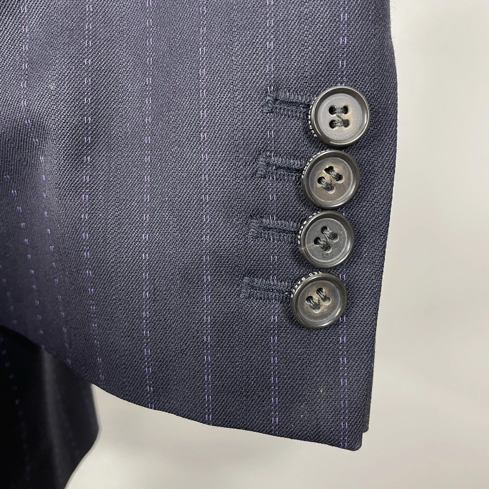 Abrigo Deportivo Ted Baker Para Hombre 42R Negro Púrpura Rayas Lana Doble Ventilación Cirujanos Foto 4 de 4