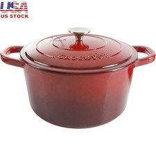 Enameled Cast Iron Dutch Oven 7 Qt Round Slow Cooker Nonstick Kitchen Essential