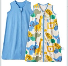 TILLYOU 2 Pack Baby Sleep Sack 18-24 M 100 Cotton 0.5 TOG Animal  Blue