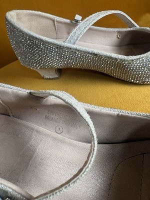 Satin Balance Europe Silver Rhinestone Mary Jane Ballroom Dance Shoes for Girls