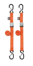 Powertye 1.5" Cam-Buckle w/ Safety Latch Hooks Orange