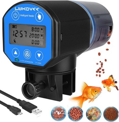 Automatic Fish Feeder,New Generation Feeding Time Display USB Rechargeable Timer