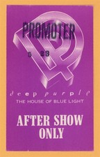Deep Purple 1987 House of Blue Light Concert Tour AFTER SHOW Backstage Pass