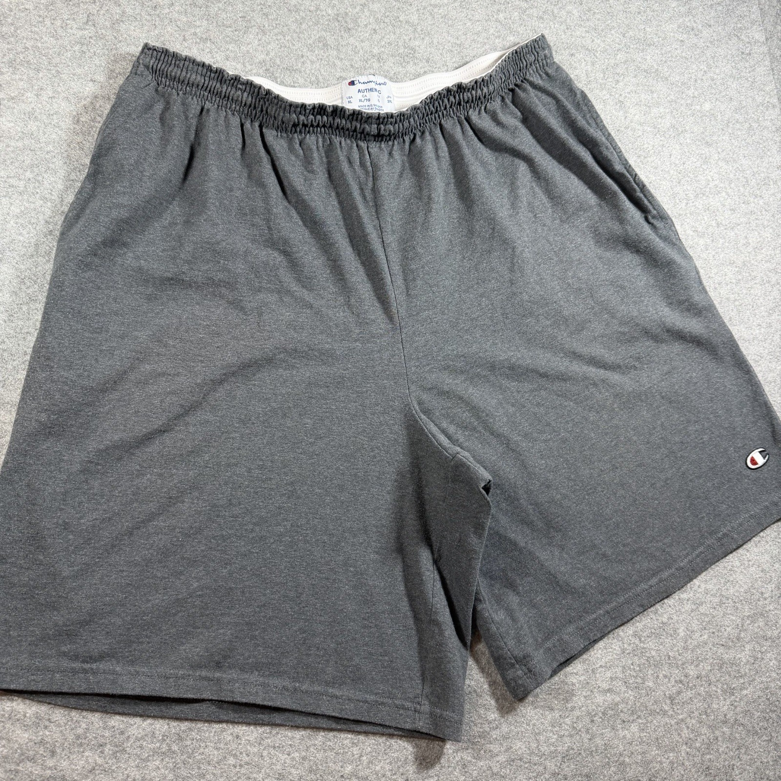 Champion Sweat Shorts Mens XL Gray Knit Athletic Drawstring Baggy Grunge Gym thumbnail 9