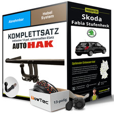 Für SKODA Fabia Stufenheck I 6Y Anhängerkupplung abnehmbar +eSatz 13pol uni. 99-