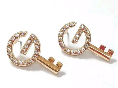 Womens Key with Rhinestones Metal Post Earrings, One Pair - Please Choose