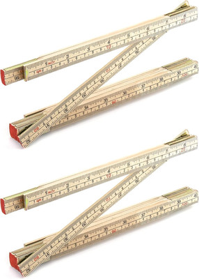 Folding Wood Rule, 2 Pack, 6FT 6 Inch Foldable Ruler with US and Metric Measu...