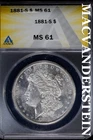 1881-S Morgan Dollar- ANACS MS 61- Lustrous- No Reserve #SLA857