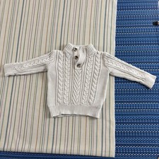 Baby Gap Sweater Kids 2T White Cable Knit Henley Cotton Pullover Winter Warm