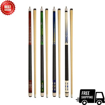 Set of 4 Pool Cues, 58'' Billiard Cue Sticks for Home, Bar, House
