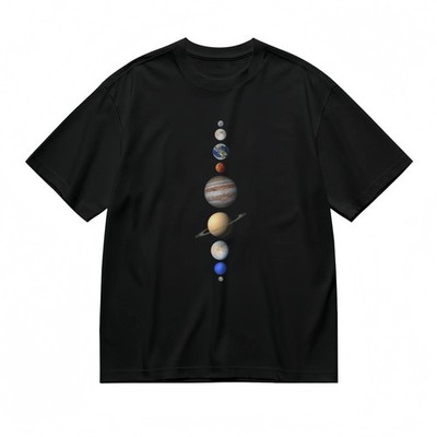 Men's Trend Classic T-Shirt Jupiter Saturn Earth Galaxy Art Design Tee WhiteTops