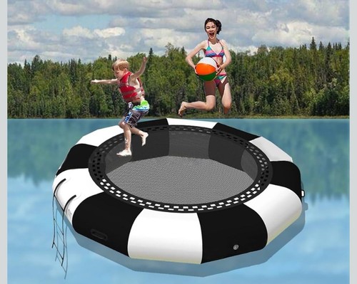 10ft Portable Inflatable Water Trampoline with 3-Step Ladder & Electric Air Pump