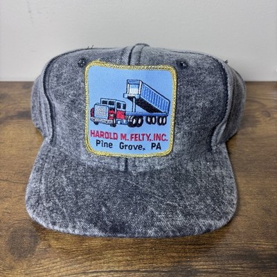 Vintage Harold M Felty Inc Pine Grove PA Denim Snapback Trucker Hat Cap