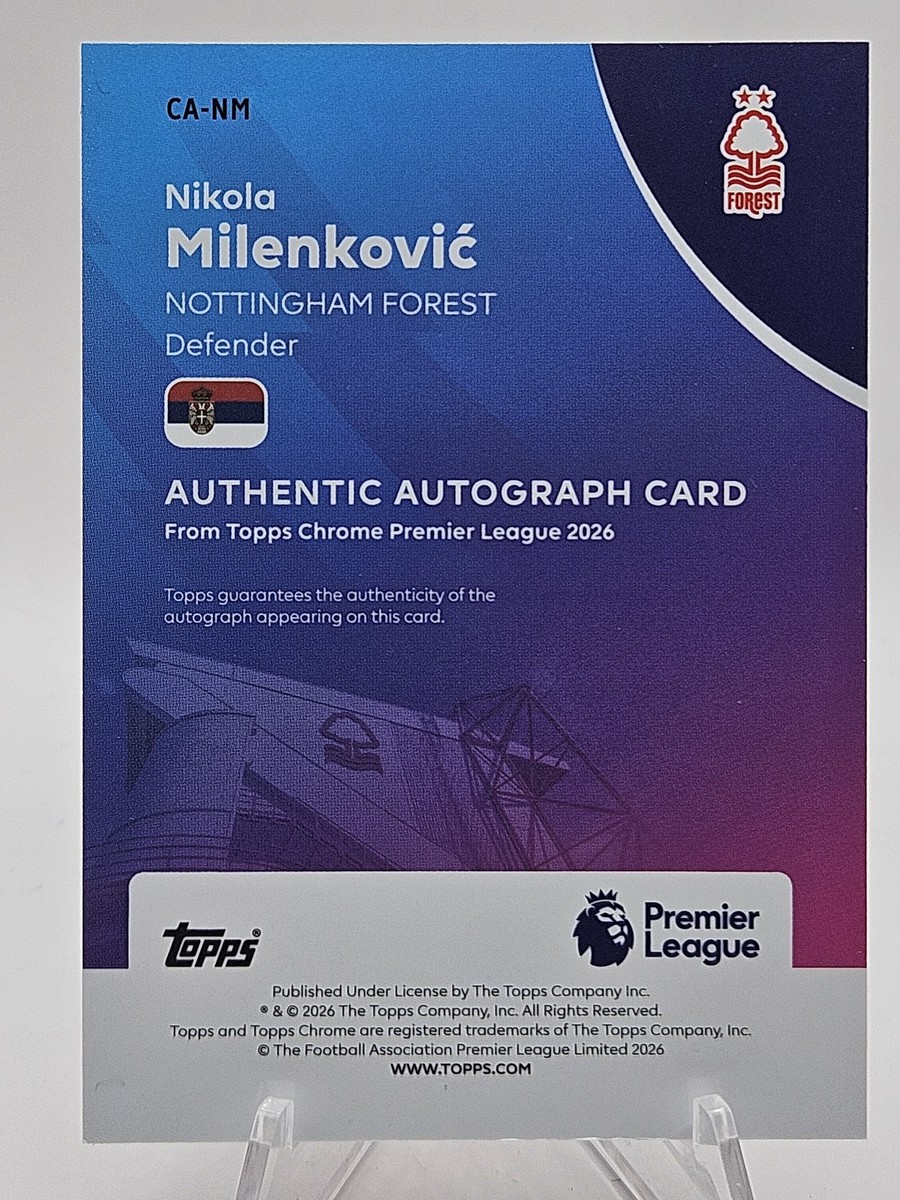 BUYEE公式アカウント　topps chrome トレカ 2025-26 Topps Chrome Premier League EPL Nikola Milenkovic Gold