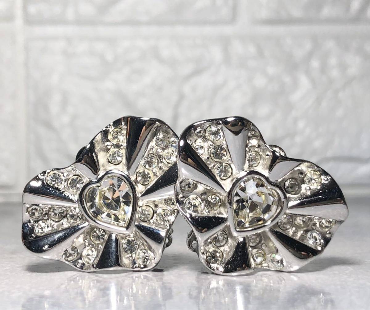 Rare GIVENCHY Earrings Heart Stone Silver Color thumbnail 6