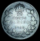 1930 Canadian 80% Silver 10 Cents King George V Lovely Circulated Canada Dime