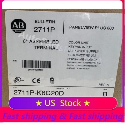2711P-K6C20D /B NEW AB PanelView Plus 600 EtherNet KEYPAD DISPLAY HT US Free Tax