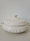 Wedgwood Queensware Embossed Shell Edge Cream on Cream Covered Vegetable Bowl