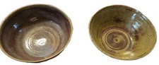 Pottery ceral bowls set artist signed and numbers glazed stoneware bowl country