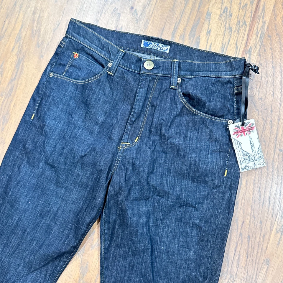 Мужские джинсы Hudson 30 темно-синие джинсовые брюки расклешенные штанины широкие эластичные хлопковые карманы - Изображение 2 из 4