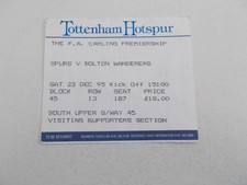 TICKET  Tottenham / Spurs  v  Bolton Wanderers  95/96  PREMIER LEAGUE