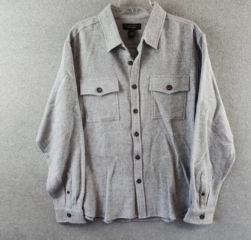The Men's Store at Bloomingdale's Wool Button Front Overshirt L Stone Wash L/S - product listing photo