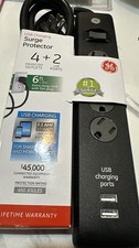 GE USB Charging Surge Protector 6 Outlets, 10ft Cord