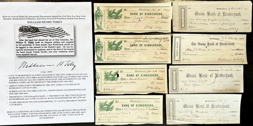 CIVIL WAR SENATOR KINDERHOOK NY PRESIDENT VAN BUREN FRIEND TOBEY DOCUMENT SIGNED