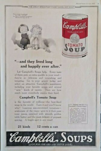 1920s Campbells Soup Kids Bride and Groom Art Large Vintage Print Ad