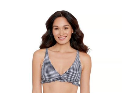 Lands  End Draper James Ruffled Blue Gingham Bikini Top Women s Size MED-M