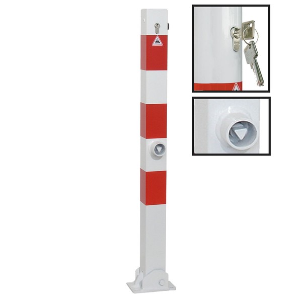 Absperrpfosten Klappbar 70X70 Mm Weiß Rot Profilzy. Dreikant DüBelbefestigung-image