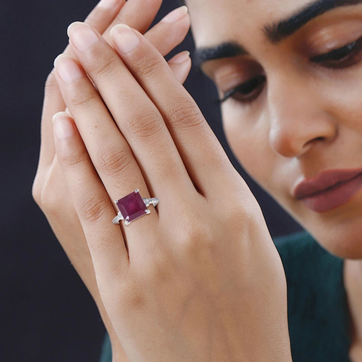Asscher cut ruby ring sale