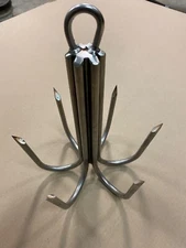 7 Inch 6 Prong Welded 3/8” Stainless Mussel Hook Bridge Gaff With Eye For Rope