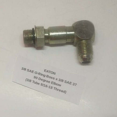 EATON 3/8 SAE O-Ring Boss x 3/8 SAE 37 90 Degree Elbow (3/8 Tube 9/16-18 Thread) - Picture 2 of 3