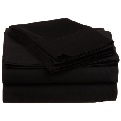 Luxor 100% Egyptian Cotton Sheet 650 TC ~ Full FLAT ONLY ~ Black **NEW**