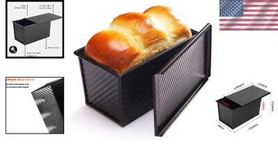CHEFMADE Mini Pullman Loaf Pan With Lid, 0.66Lb Dough Capacity Non-Stick Rectangle Corrugated Toast Box For Oven Baking 28 X 81x 28champagne Gold Cefm1176