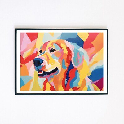 Abstrakter Golden Retriever Hund Gemälde Illustration 7x5 Wanddeko Kunstdruck 