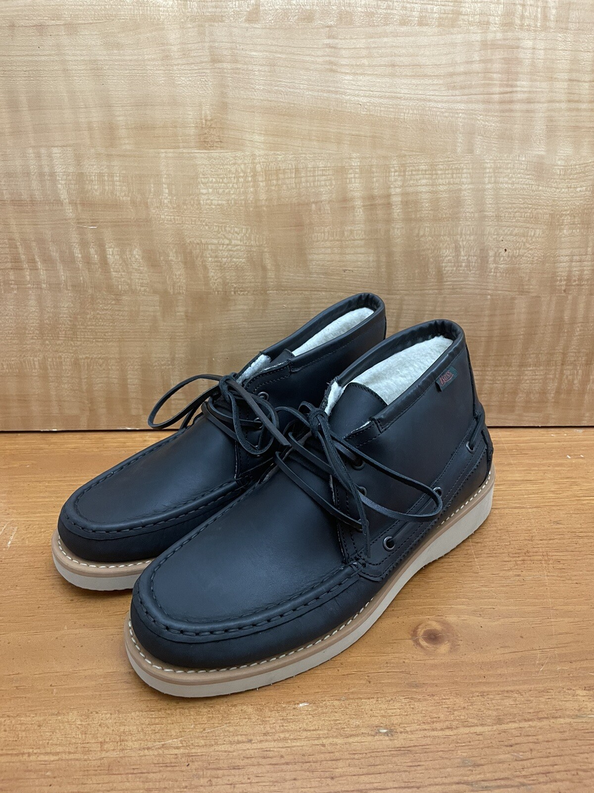 SAOLA GH BASS UOMO 9 US STIVALI MOC DERBY CON SUOLA A ZEPPA Nero