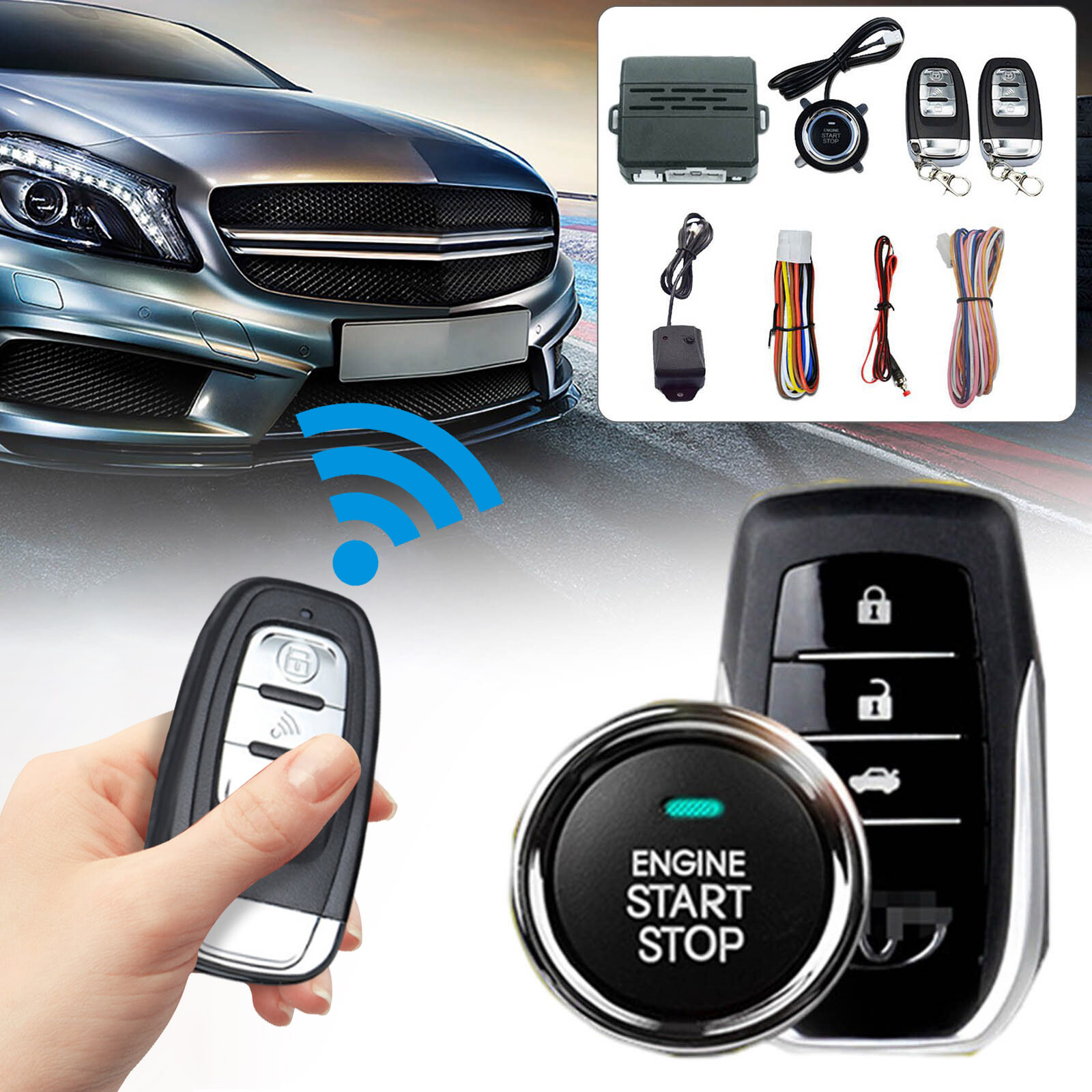 Engines Start Ignition Security Alarm Kit W/ 2 Remoteda