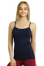 Women's Plain Navy Scoop Neck Camisole Tank Top with Adjustable Straps