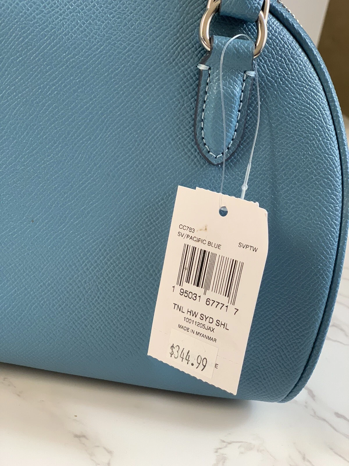 Borsa a tracolla Coach CC783 Sydney nuova con etichette in pelle incrociata blu Pacifico