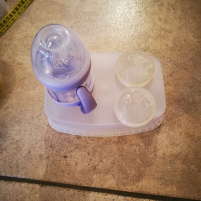 Nuk Flasche 150ml mit Deckel und 3 Aufsätze (2 neu)