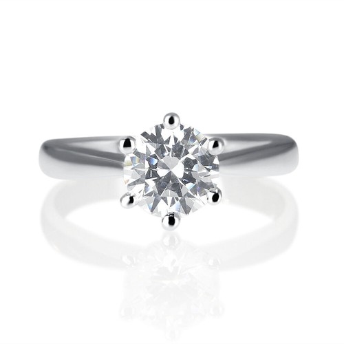 3/4 CT Solitaire Diamond Engagement Ring Round Cut J-K/VS2 14K White Gold - Picture 4 of 10