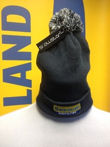 kids navy bobble hat